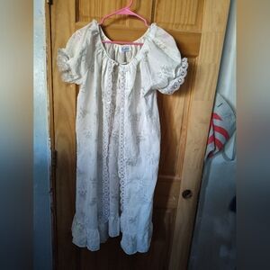 Vintage ballet White with purple flowers with Lace Details  coverup